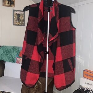 Plaid Red and Black Women's Vest